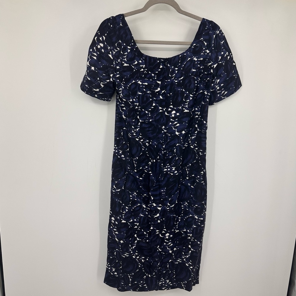 Rene Lezard Silk Navy and White Print Midi Dress EU 38 | V354 - Picture 6 of 8